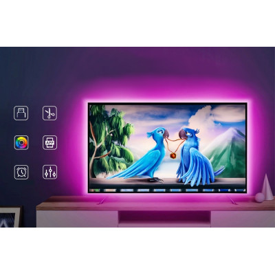 Taśma LED RGB 5M TV  podświetlenie BLUETOOTH regulacja jasności kolorowa USB | Led-rgb.pl