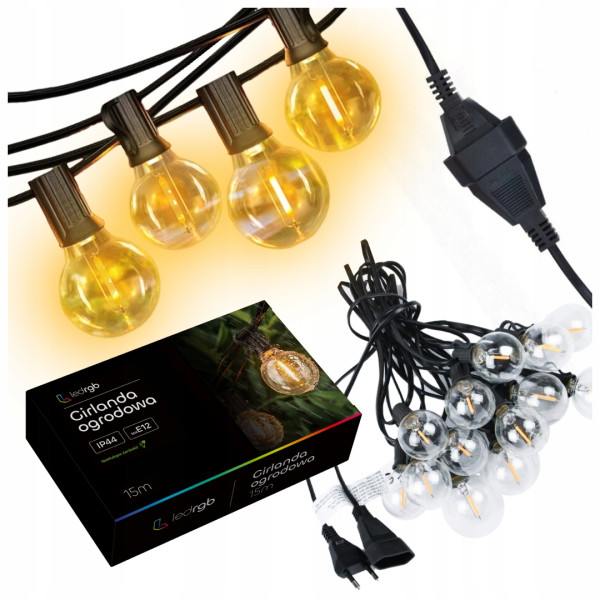 Girlanda świetlna ogrodowa Lampki LED łańcuch 15m 50+1 żarówek wodoszczelne