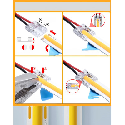 Złączka 14 cm do taśm COB LED 8mm łącznik zacisk szybki montaż dwustronna | Led-rgb.pl