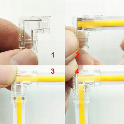 Złączka kątowa do taśm COB LED 8mm łącznik kątowy 90° zacisk szybki montaż | Led-rgb.pl
