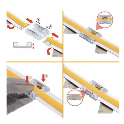 Złączka prosta do taśm COB LED 8mm łącznik prosty szybki montaż | Led-rgb.pl