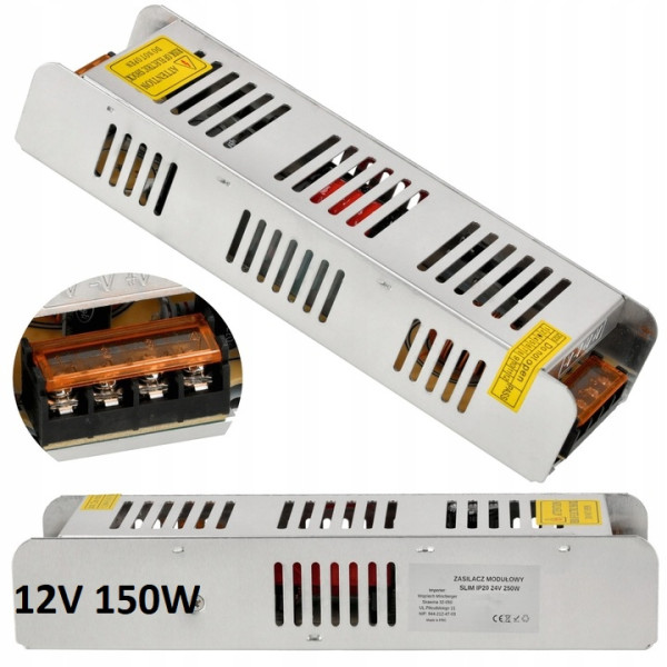 Zasilacz montażowy 12V 12.5A 150W do LED modułowy IP20 transformator DC