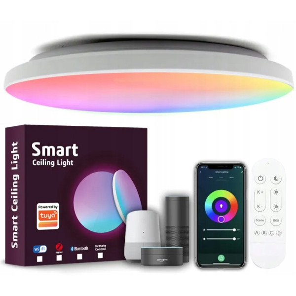 LAMPA PLAFON LED RGB + BIAŁY CCT 2700K-6500K WIFI TUYA PILOT RF APLIKACJA