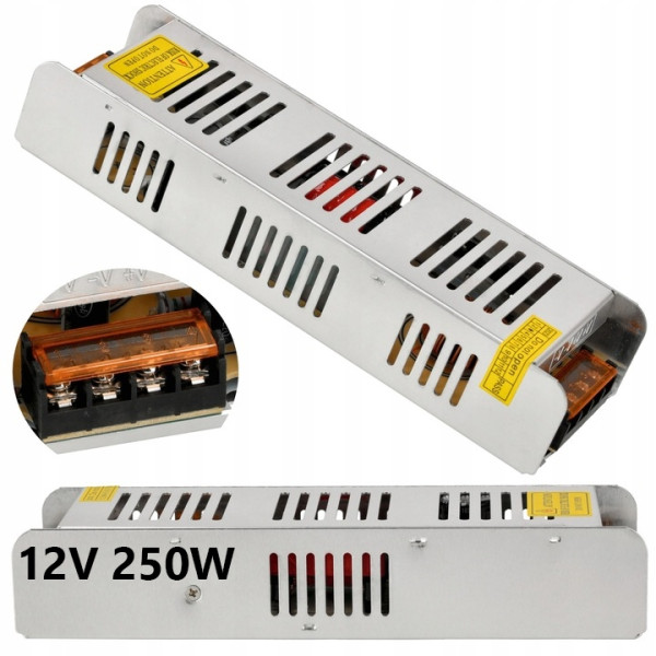 Zasilacz montażowy 12V 20A 250W do LED modułowy IP20 transformator DC