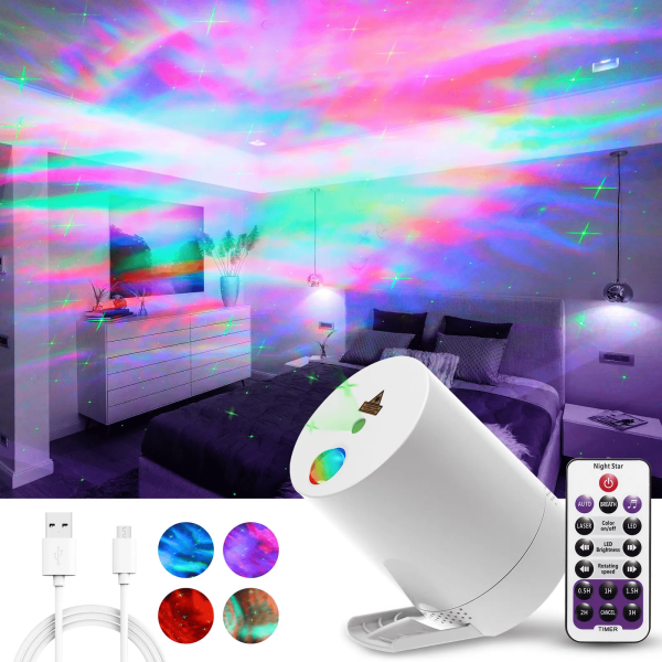 Projektor Gwiazd LED Galaktyka USB + Pilot Timer Lampka Nocna Dzieci