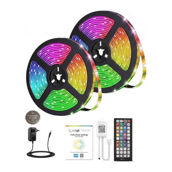 Taśma LED 10M RGB 5050 Bluetooth APLIKACJA MOBILNA PILOT MUZYKA ZESTAW 12V
