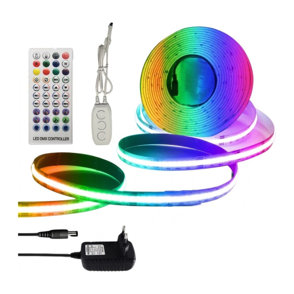 TAŚMA LED 5M COB NEON RGBIC 576LEDM WS2811 BLUETOOTH APLIKACJA PILOT ZESTAW