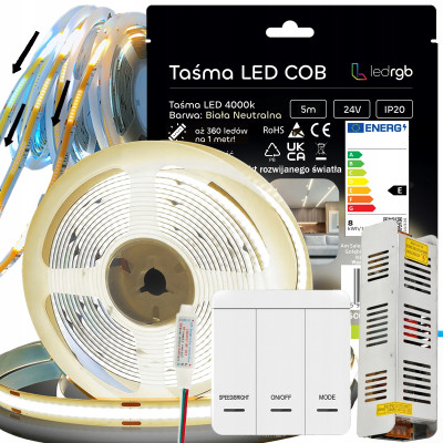 ZESTAW TAŚMA LED COB 5m 24V...