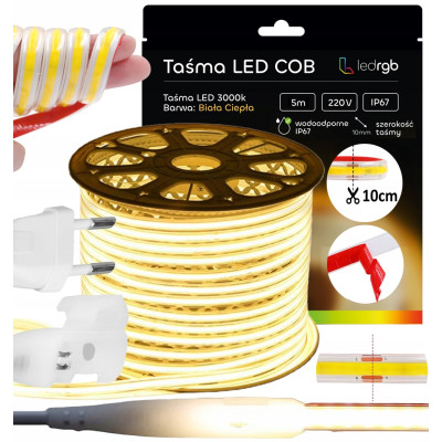 ZESTAW TAŚMA LED COB 5m...