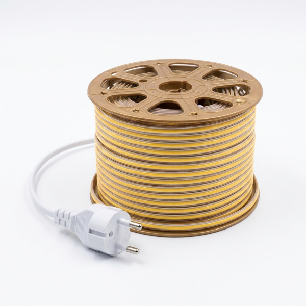 ZESTAW TAŚMA LED COB 5m 230V BIAŁA CIEPŁA 3000K CIĘTA CO 10CM IP67 KLEJ