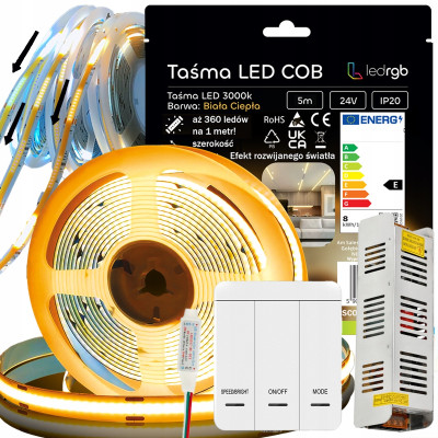 ZESTAW TAŚMA LED COB 5m 24V...