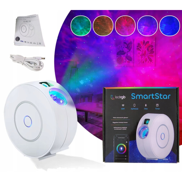 Projektor Gwiazd Lampka nocna dzieci (3D) LED Wifi Aplikacja NIEBO KOSMOS
