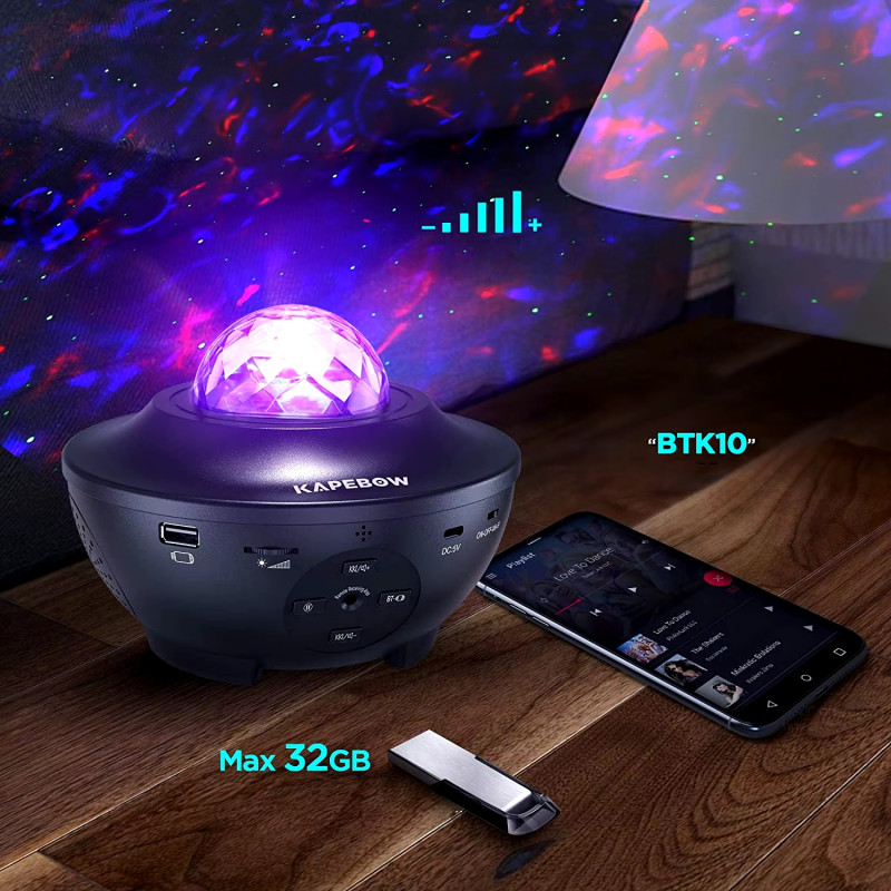 PROJEKTOR GWIAZD Dla Dzieci Rzutnik Nieba Lampka Nocna Głośnik BLUETOOTH
