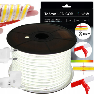 ZESTAW TAŚMA LED COB 5m...