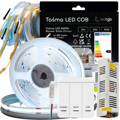ZESTAW TAŚMA LED COB 5m 24V...