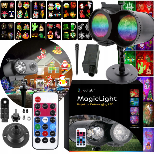 RZUTNIK PROJEKTOR LASEROWY LED NA DOM NA ŚCIANĘ 12 SLAJDÓW NA PILOT IP65