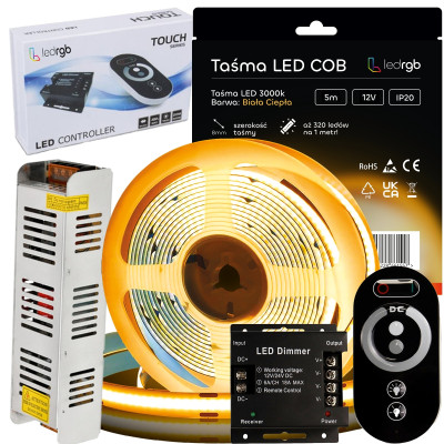 Zestaw Taśma LED COB 12V 5m...